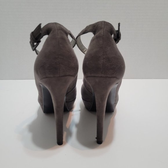 GUESS gray suede platform heels with ankle strap, size 6.5 - Picture 11 of 15